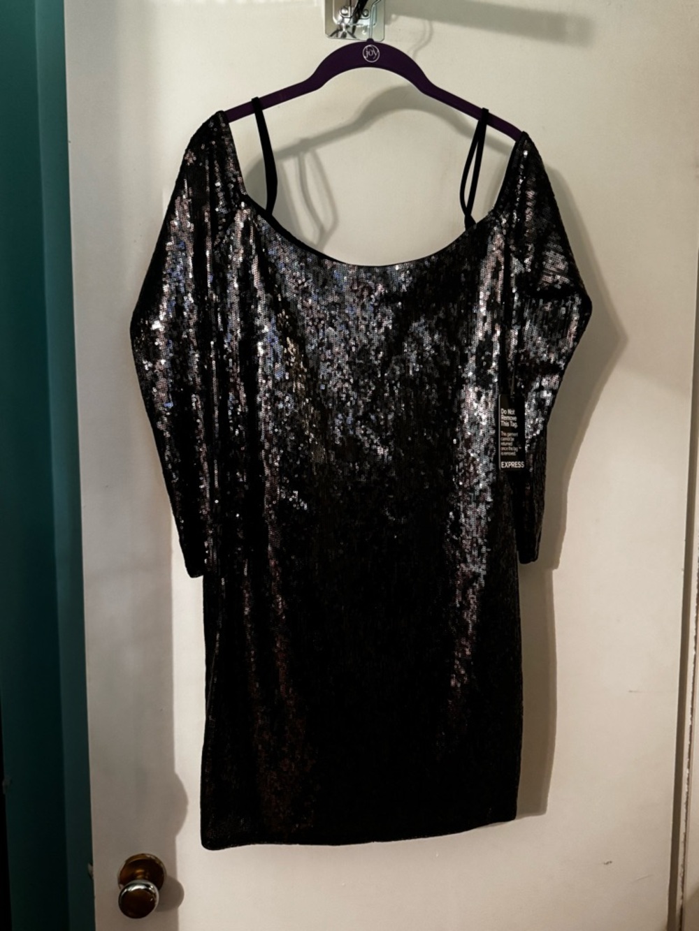 Express Black Sequin Midi Dress